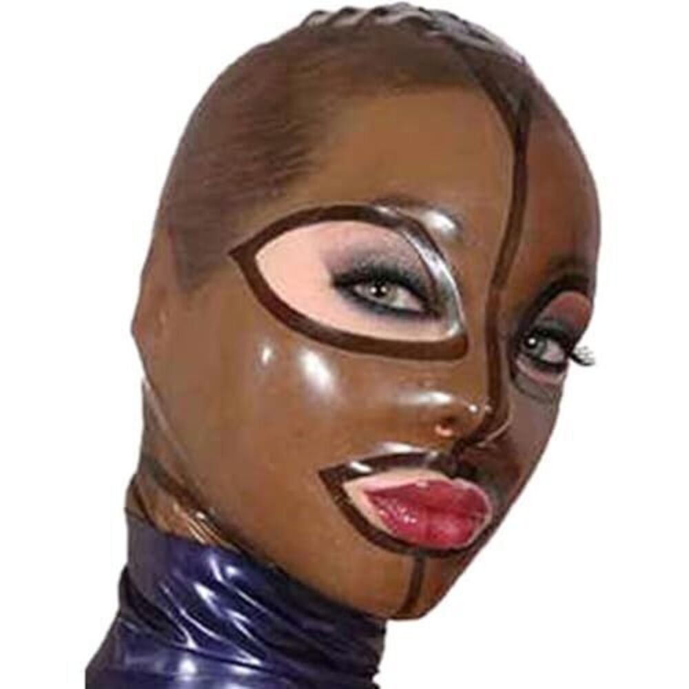 9041 Transparent Black Latex Hooded Masks,Natural Rubber Hood with Back